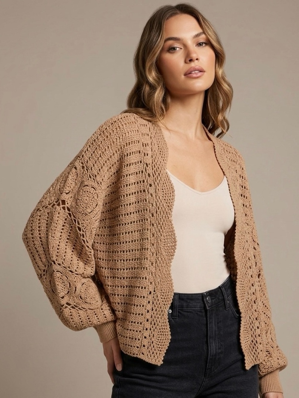 DESIGN HISTORY Cotton Crochet Open Front Cardigan Grannycore Cottagecore Size OS